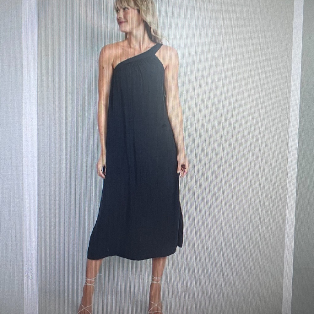 Navy one shoulder dress